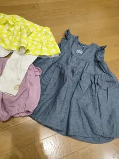 Lee フリル付きデニムワンピース 90cm 　スカッツ　キュロット　3点セット