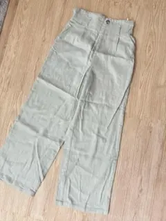 しまむら　ミントグリーン　ワイドパンツ M