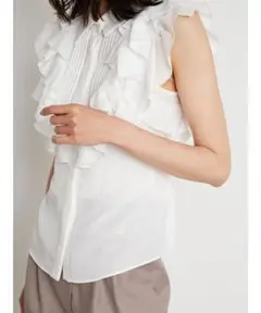 【美品】snidel フリルカラーブラウス 白