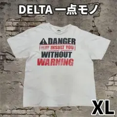 DELTA 警告プリント CBOY向け XL 一点モノ 古着 アイボリー系
