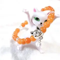 キツネさんとオレンジアベンチュリンと水晶のブレスレット