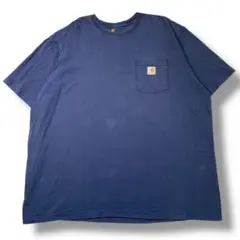 F483 【即購入OK】 carhartt ポケットTシャツ 2XL ネイビー