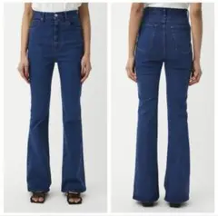 MOUSSY HW Rebirth FLARE L／BLUデニムパンツ/24