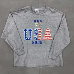 USA オリンピック 2002 ロングスリーブ Tシャツ 両面プリント XL