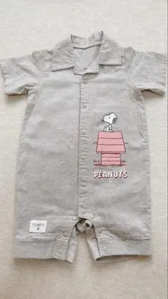 【美品】PEANUTS スヌーピー ロンパース 80cmベージュ