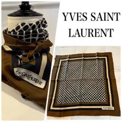 美品　YVES SAINT LAURENT スカーフ　チェック柄　大判　シルク