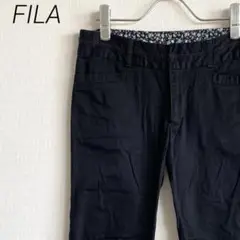 FILA スラックス テーパードパンツ アンクル丈 ロゴ刺繍 ポケット ゴルフ