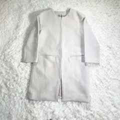 NOBLE ノーブル ノーカラーコート カシミヤ混 ホワイトベージュ