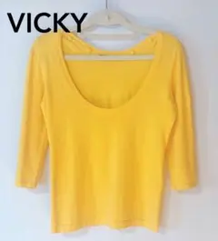 VICKY ビッキー　7分袖ニット　黄色　Mサイズ