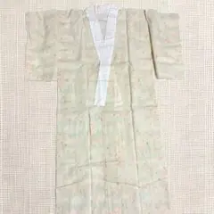 ウール　花柄 長襦袢 薄いクリーム色