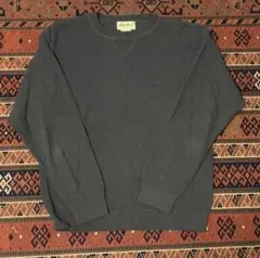 USA製　90s Eddie Bauer コットンニット　前V 無地　ソリッド