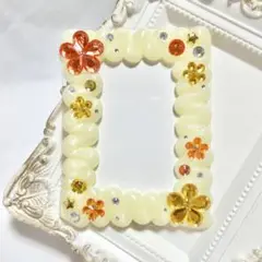 トレカケース　ホイップデコ　黄色　パールホイップ　花　宝石　シンプル　B8