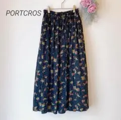 ヒイラギ柄ロングスカート日本製【 PORTCROS 】 ポートクロス クリスマス
