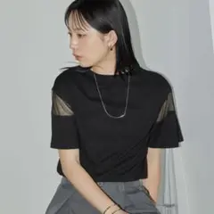 Aunt Marie’s シアー切り替えハーフスリーブTシャツ