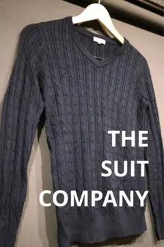 THE SUIT COMPANY スーツカンパニー　かぎあみニット　紺