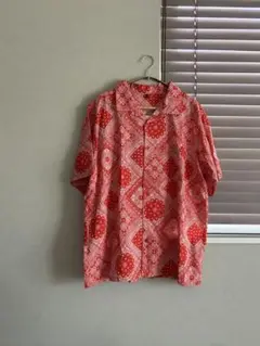 coca ペイズリー柄 総柄シャツ 赤 半袖シャツ