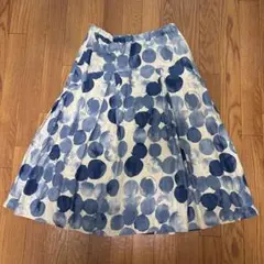 pripera日本製 フレアスカート 青と白のドット柄