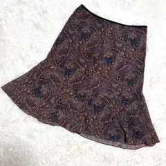 UNTITLED【良品】マーメイドスカート　ペイズリー柄　シフォン　総柄　（M）