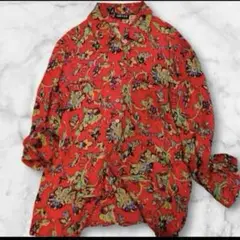 匿名配送✨レトロ 古着 シャツ ヴィンテージ シルク 総柄シャツ ブラウス 昭和