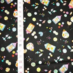 シーチング お菓子 駄菓子 レトロ 黒 約55cm×100cm