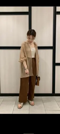 discoat クールリネンウルトラストレッチワイドパンツ