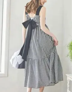31 Sons de mode チェック柄ノースリーブワンピース バックリボン
