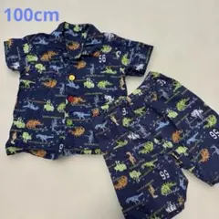 【西松屋】恐竜　パジャマ　100cm 男の子　青　半袖　ハーフパンツ