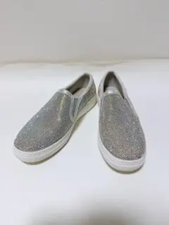 SKECHERS MEMORY FOAM スリッポン シルバー ラインストーン