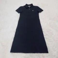LACOSTE ラコステ ポロシャツ ロングワンピース 黒 ブラック 刺繍 38