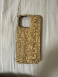 竹製 花柄 iPhone14Pro Maxケース（ハワイ）