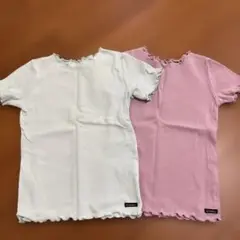 branshes ブランシェス フリル襟リブ編みTシャツ 110cm 120cm