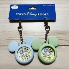 【新品未使用】ディズニー　ミッキー　缶バッジ　キーホルダー　(ブルー・グリーン)