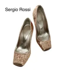 sergiorossi オープントゥパンプス 金 35.5 22.5cm相当