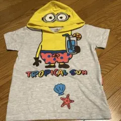 USJ限定商品☆ほぼ未使用品☆ミニオン フード付き半袖トップス 110 Tシャツ