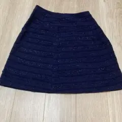 UNITED ARROWS ネイビー フレアスカート ひざ丈 ラメ入り 秋冬
