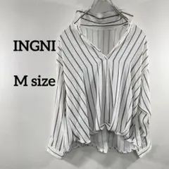 ホワイトストライプ Vネックシャツ M a148②