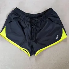 asics ランニングショーツ 黒/黄