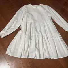 ホワイト ティアードチュニック 長袖