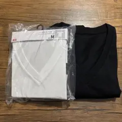 UNIQLOドライVネック T(半袖)M 黒白2枚セット