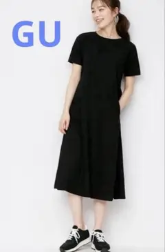 GU マーセライズドAラインワンピース241-332210ブラック　S