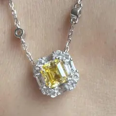 【新品・未使用】モアサナイトネックレス イエローダイヤモンド 1ct.証明書つき