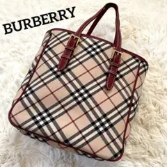 美品✨ バーバリー ブルーレーベル ハンドバッグ ノバチェック レザー 赤