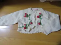 タイムセール8月8日値下げ　メゾピアノ　いちご刺繍 ホワイトカーディガン