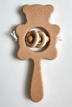 木製クマ型ラトル 約10cm