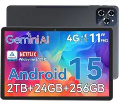 GeminiAI Android 15 11インチ 4G LTE タブレット