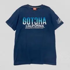 GOTCHA♡ビッグプリントTシャツ　ロゴ刺繍　メンズ　ネイビー　L