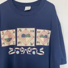 90s USA製 JERZEES ハート リボン パッチワーク Tシャツ XL