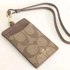 Coach パスケース ブラウン シグネチャー柄 IDホルダー
