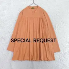 切り替えプリーツAラインカットソー オレンジ モックネック 長袖 差し色 韓国製
