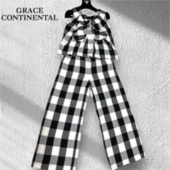GRACE CONTINENTAL リボンボウタイ チェック　パンツセットアップ